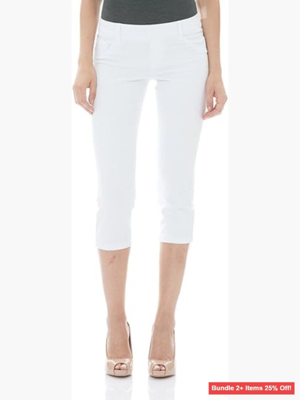 Mid Rise Pull On Stretch Denim Capris, 21" Inseam, Skinny Fit